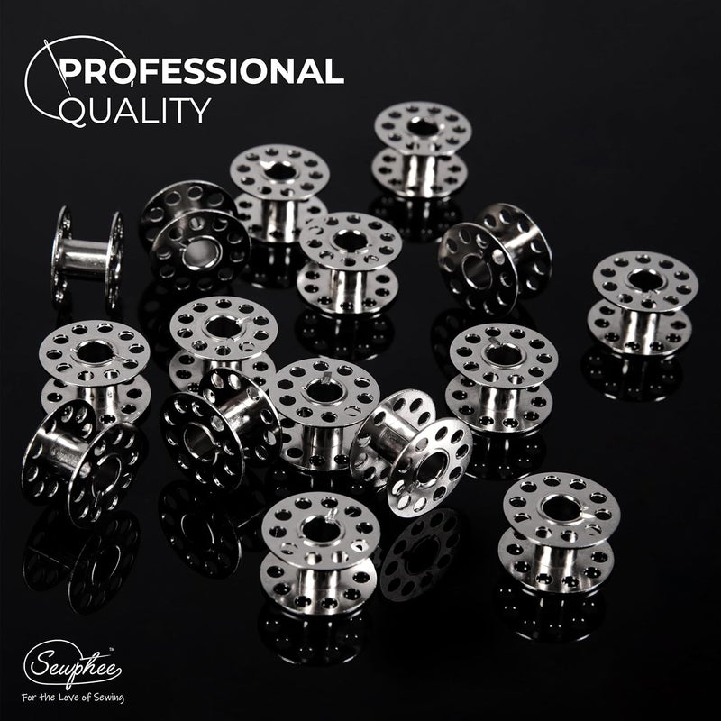Sewphee Class 15 Metal Bobbins for Sewing Machine – Compatible with Brother, Singer, Janome, Kenmore, Babylock – Front Loading Sewing Machine Bobbins – 30 Pack Durable Steel Bobbin Set - Image 2